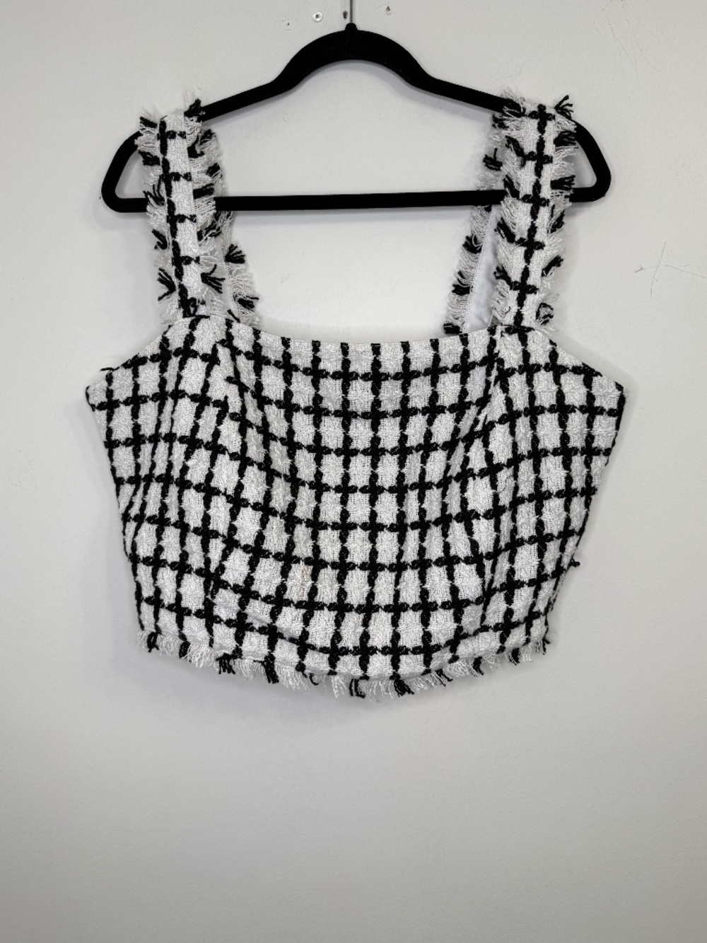 Eloquii Tweed Crop Top – Black & White